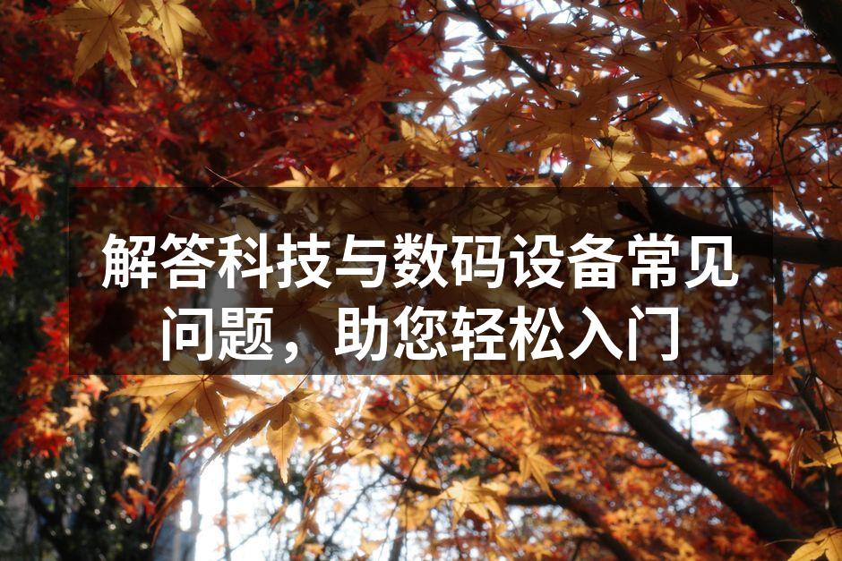 解答科技与数码设备常见问题，助您轻松入门